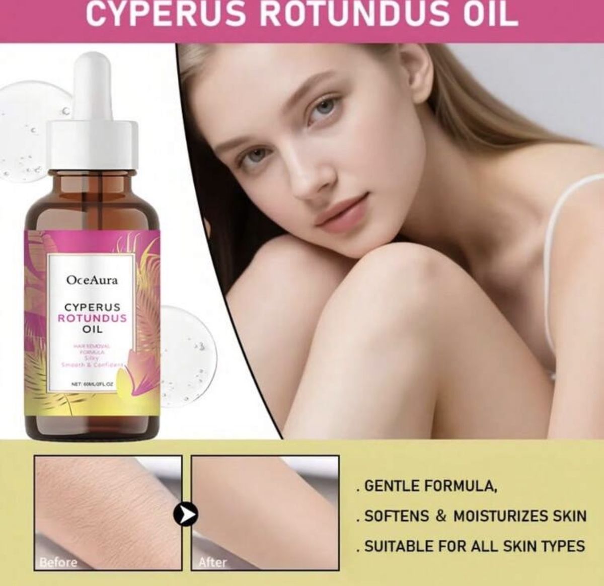 OceAura Cyperus Rotundus Hair Reduction Oil