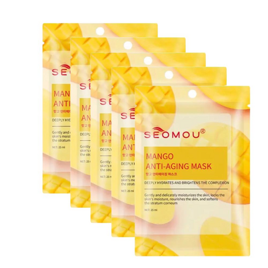 SEOMOU Mango Anti-aging Facial Sheet Mask - Pack of 5