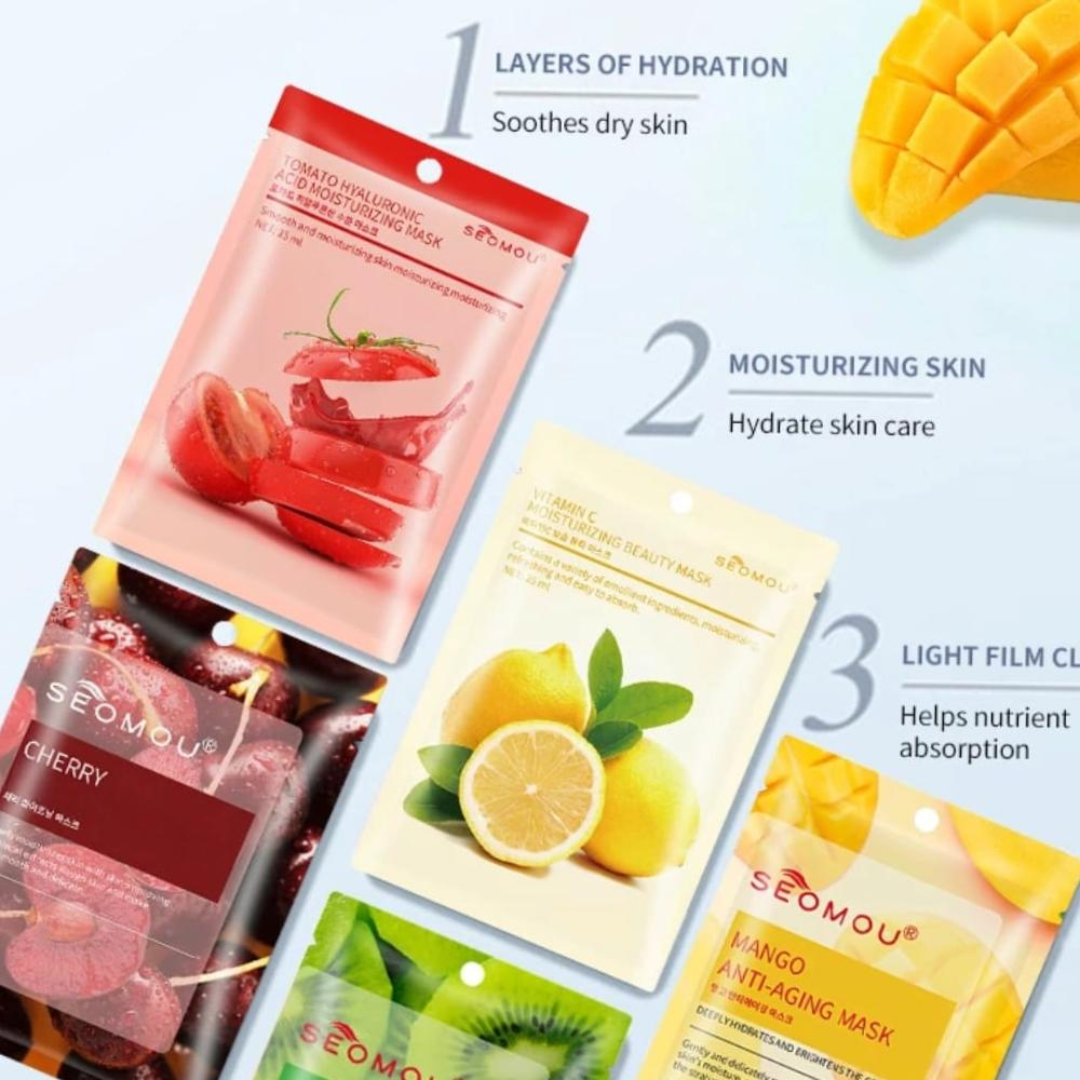 SEOMOU Mango Anti-aging Facial Sheet Mask - Pack of 5