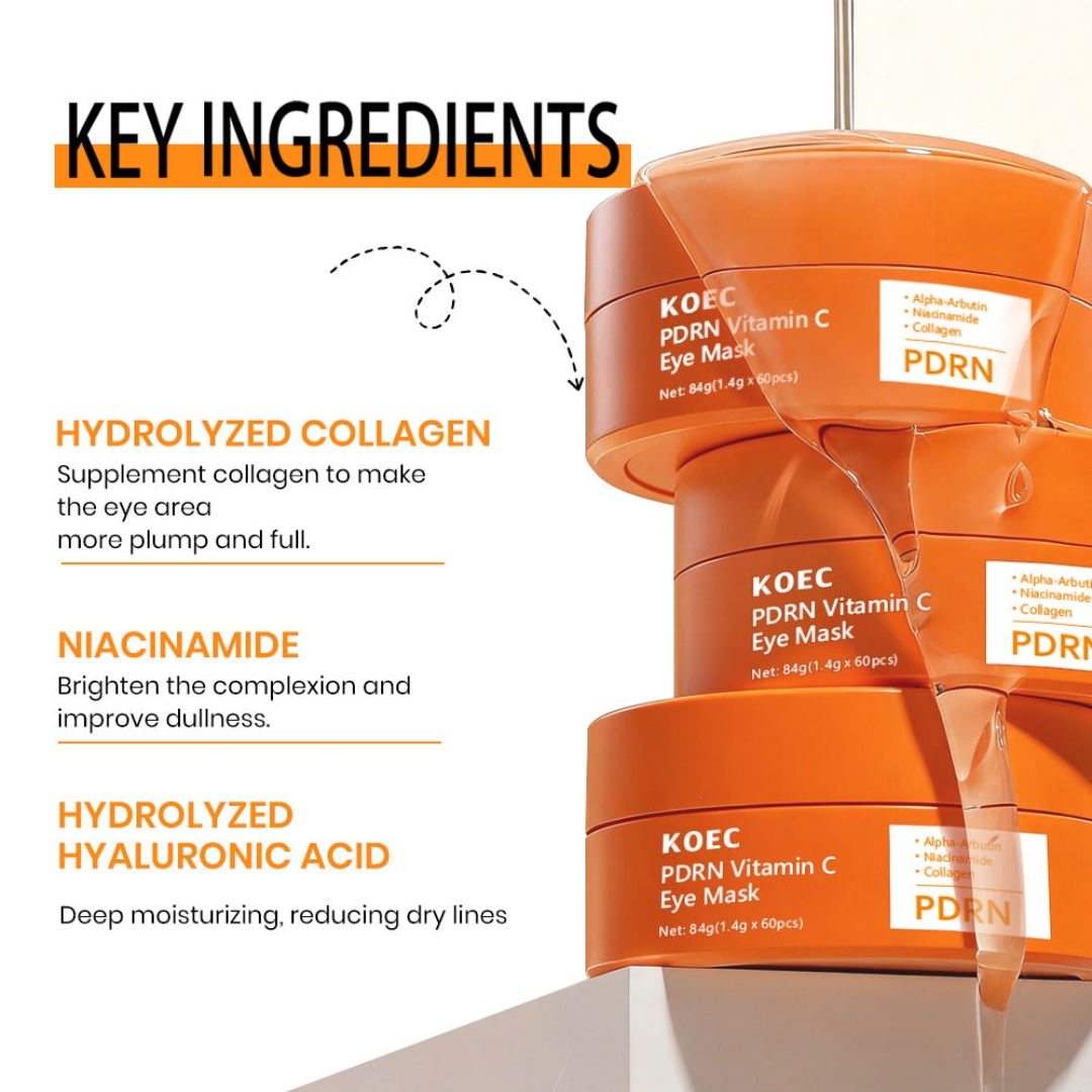 KOEC PDRN Vitamin C Eye Serum with Alpha-Arbutin , Niacinamide + Collagen - 60pcs