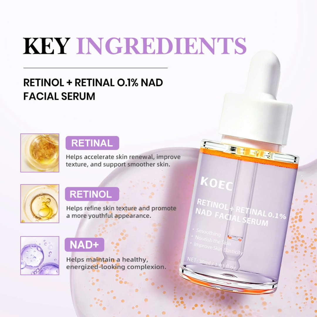 KOEC Retinol + Retinol 0.1% NAD Facial Serum